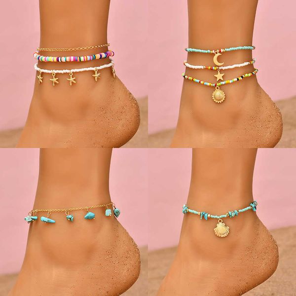 anklets summer beach starfish shell anklets for women irregular handmade natural stone ankle bracelets barefoot on leg boho jewelry 2022 aa2, Red;blue
anklets summer beach starfish shell anklets for women irregular handmade natural stone ankle bracelets barefoot on leg boho jewelry 2022 aa2, Red;blue