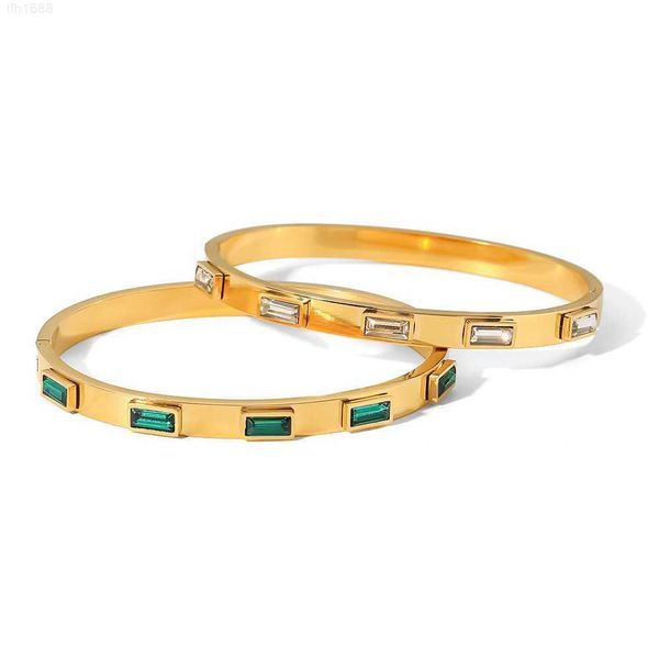 2023 summer titanium steel bracelet fashion stainless steel green/white rectangular zircon cuff bracelet for women jewelry, Golden;silver
2023 summer titanium steel bracelet fashion stainless steel green/white rectangular zircon cuff bracelet for women jewelry, Golden;silver