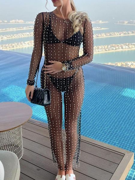 swimwear chronstyle women swimsuits bikinis cover ups long sleeve dress pearls patchwork see through bodycon long maxi dress bathing, White;black
swimwear chronstyle women swimsuits bikinis cover ups long sleeve dress pearls patchwork see through bodycon long maxi dress bathing, White;black