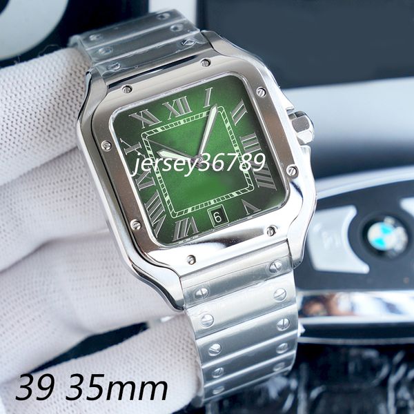 square mens watches 39mm green tank watch rubber and 904l stainless steel mechanical watches case bracelet fashion date watch male lady 35mm, Slivery;brown
square mens watches 39mm green tank watch rubber and 904l stainless steel mechanical watches case bracelet fashion date watch male lady 35mm, Slivery;brown