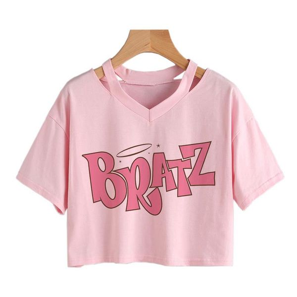 t-shirt new pink summer bratz letter tshirt women casual crop punk gothic streetwear vneck short sleeve harajuku graphic tee, White
t-shirt new pink summer bratz letter tshirt women casual crop punk gothic streetwear vneck short sleeve harajuku graphic tee, White