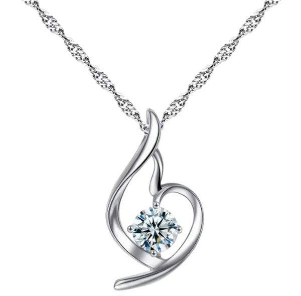 gorgeous geometric heart zircon pendant necklace - an elegant fashion accessory, Silver
gorgeous geometric heart zircon pendant necklace - an elegant fashion accessory, Silver