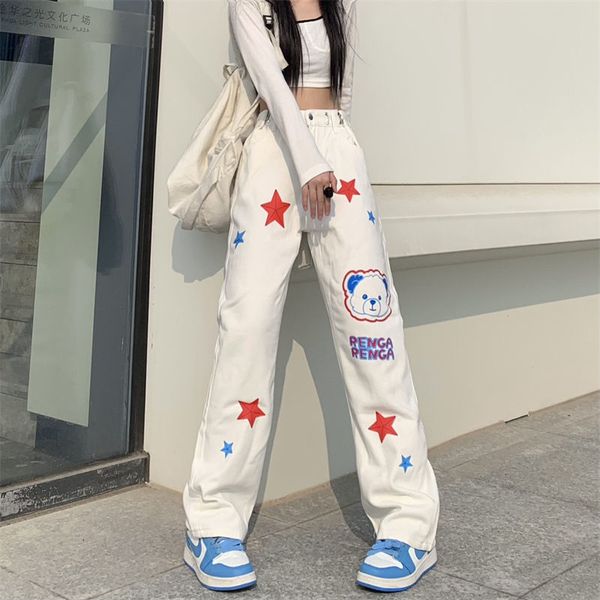 women's pants 's white kawaii printed jeans 2023 spring and autumn loose straight leg high waist wide pant 230512, Black;white
women's pants 's white kawaii printed jeans 2023 spring and autumn loose straight leg high waist wide pant 230512, Black;white