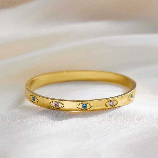 minimalist 18k gold plated stainless steel bangles waterproof jewelry women colorful cubic zirconia eye bangle, Golden;silver
minimalist 18k gold plated stainless steel bangles waterproof jewelry women colorful cubic zirconia eye bangle, Golden;silver