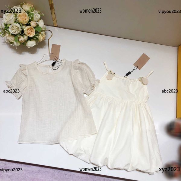 summer tracksuits kids designer clothes girls' dress size 90-130 cm 2pcs petal sleeves round neck t-shirt and strap dress may10, White
summer tracksuits kids designer clothes girls' dress size 90-130 cm 2pcs petal sleeves round neck t-shirt and strap dress may10, White