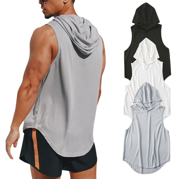 men' tank quick dry hooded vest solid color fitness training muscle workout gym 230512, White;black
men' tank quick dry hooded vest solid color fitness training muscle workout gym 230512, White;black