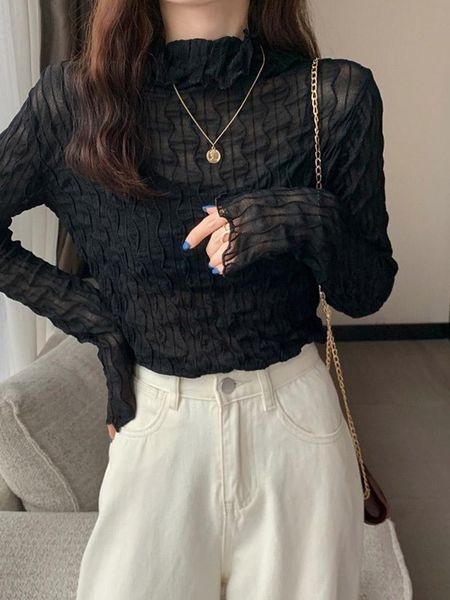 t-shirt women lace mesh high collar bottom tshirts female long sleeve autumn casual style tight thin tshirts women clothes, White
t-shirt women lace mesh high collar bottom tshirts female long sleeve autumn casual style tight thin tshirts women clothes, White