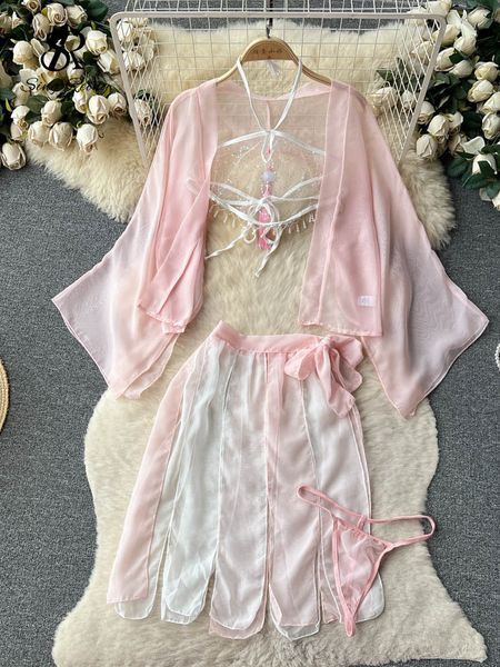 two piece dress singreiny sheer classical hanfu sets women halter bellyband shawl cardigansplit skirt erotic chiffon 4 pieces set 230512, White
two piece dress singreiny sheer classical hanfu sets women halter bellyband shawl cardigansplit skirt erotic chiffon 4 pieces set 230512, White