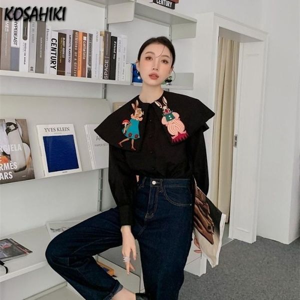 shirts kosahiki vintage cartoon rabbit embroidery japanese style blouse women casual loose black shirts 2023 spring new cute blusas, White
shirts kosahiki vintage cartoon rabbit embroidery japanese style blouse women casual loose black shirts 2023 spring new cute blusas, White