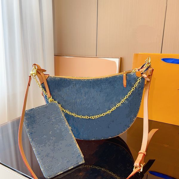 2023women's new shoulder bag designer denim chain bag pea shaped mother child bag with small bag
2023women's new shoulder bag designer denim chain bag pea shaped mother child bag with small bag