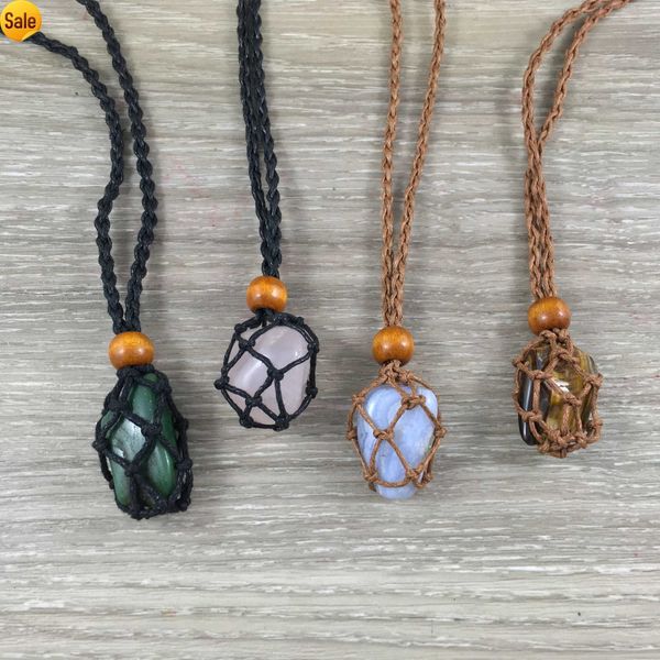 hemp rope necklace pure natural stone crystal stand hand woven lace boho style necklace, Silver
hemp rope necklace pure natural stone crystal stand hand woven lace boho style necklace, Silver