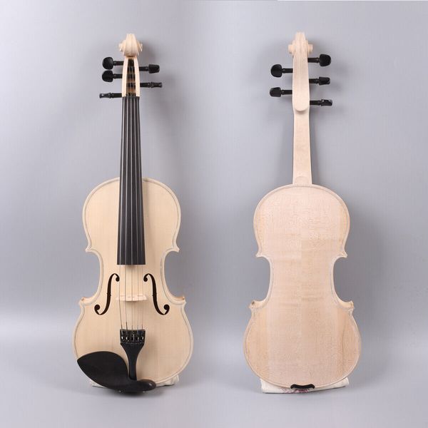 5string violin 4/4 full size white violin stradivari maple spruce ebony fittings
