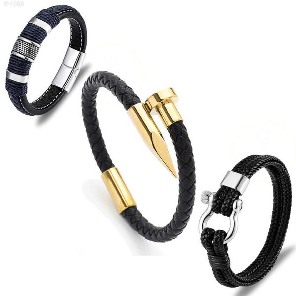 fashion punk luxury women men pulseras stainless steel horseshoe buckle multilayer braid genuine blue leather bracelet, Golden;silver
fashion punk luxury women men pulseras stainless steel horseshoe buckle multilayer braid genuine blue leather bracelet, Golden;silver