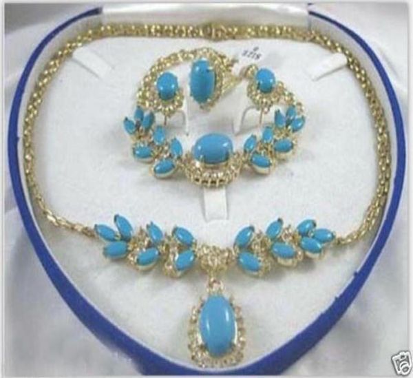 women039s jewelry beautiful turquoise necklace bracelet ring earring set box1183672, Slivery;golden
women039s jewelry beautiful turquoise necklace bracelet ring earring set box1183672, Slivery;golden