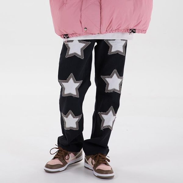 women's pants s star embroidery baggy jean street vintage flocking high waisted jeans woman loose casual wide leg women 230512, Black;white
women's pants s star embroidery baggy jean street vintage flocking high waisted jeans woman loose casual wide leg women 230512, Black;white