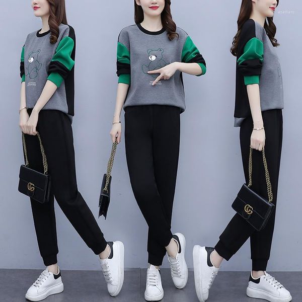 women's two piece pants large size autumn fashion splicing set casual ensemble femme survetement year-old female costume sweatshirt for, White
women's two piece pants large size autumn fashion splicing set casual ensemble femme survetement year-old female costume sweatshirt for, White