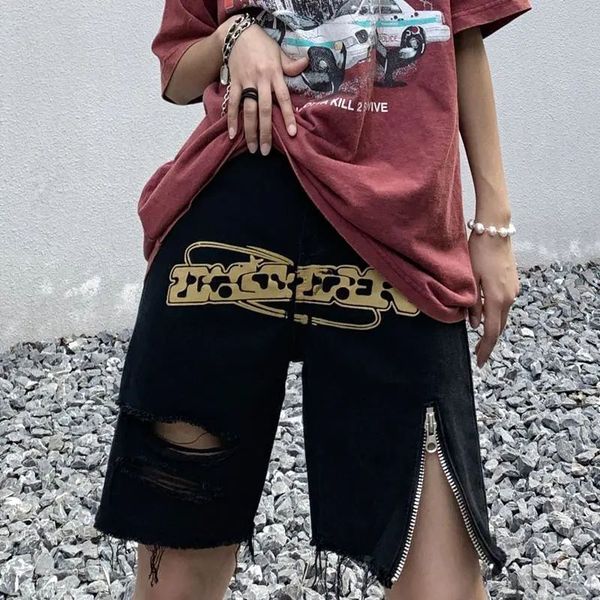 women's pants s vintage letter printed denim short american ins street fashion black trendy casual shorts summer zipper ripped jeans 23, Black;white
women's pants s vintage letter printed denim short american ins street fashion black trendy casual shorts summer zipper ripped jeans 23, Black;white