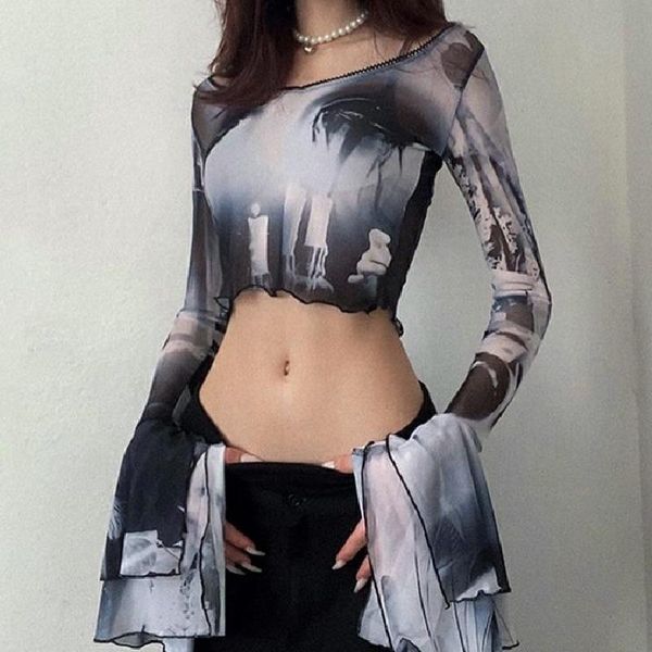 t-shirt harajuku grunge clothes y2k goth dark aesthetic mesh transparent with print gothic flare sleeve shirts streetwear, White
t-shirt harajuku grunge clothes y2k goth dark aesthetic mesh transparent with print gothic flare sleeve shirts streetwear, White