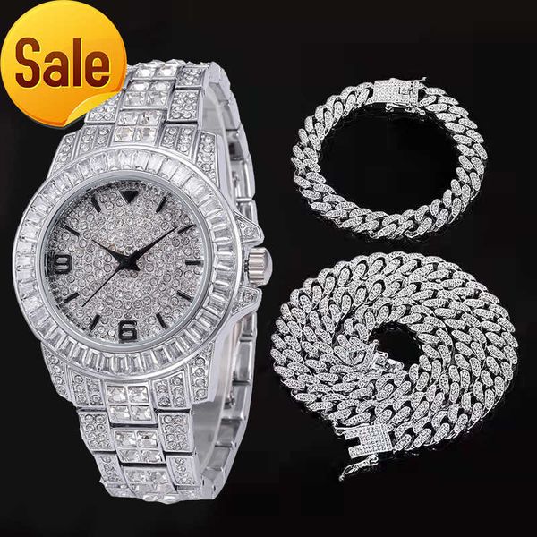 miami cuban link chain necklace bracelet watch set iced out crystal hip hop jewelry, Silver
miami cuban link chain necklace bracelet watch set iced out crystal hip hop jewelry, Silver