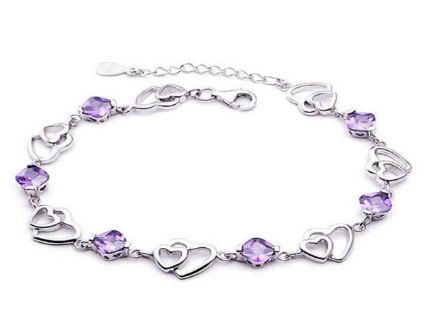 s925 silver crystal linked hearts purple cz bracelet bangle for women girl lady wedding birthday gift aaa zircon7909577, Black
s925 silver crystal linked hearts purple cz bracelet bangle for women girl lady wedding birthday gift aaa zircon7909577, Black