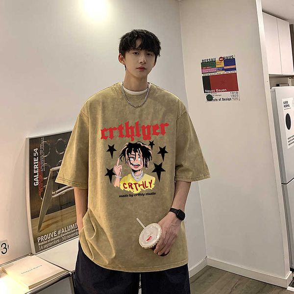 trendy american style vintage washed 2023 new ins trendy men's t-shirt for men and women, White
trendy american style vintage washed 2023 new ins trendy men's t-shirt for men and women, White