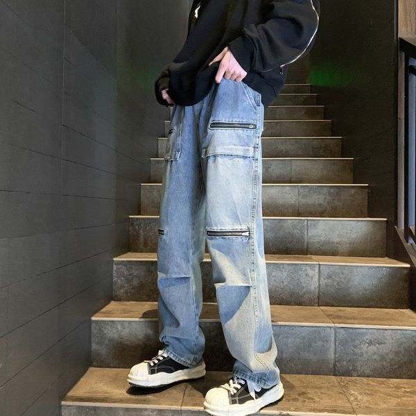 men's pants american zipper pocket workwear jeans high street trendy brand handsome quality fashion slim straight leg 230512, Black
men's pants american zipper pocket workwear jeans high street trendy brand handsome quality fashion slim straight leg 230512, Black