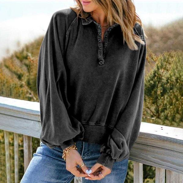 autumn and winter solid sweatshirt color three button fleece shirt womens loose all matching hoodie, Black
autumn and winter solid sweatshirt color three button fleece shirt womens loose all matching hoodie, Black