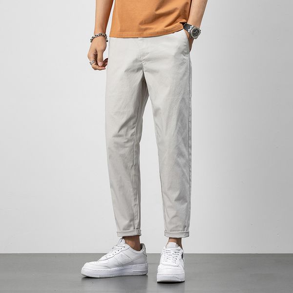men's pants 2023 summer thin ankle length men cotton casual pant man work korean breath cool solid color light gray trousers male 23051, Black
men's pants 2023 summer thin ankle length men cotton casual pant man work korean breath cool solid color light gray trousers male 23051, Black