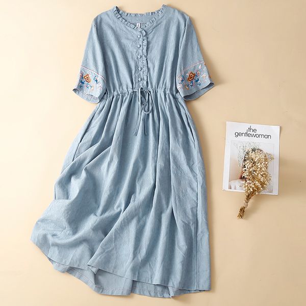 casual dresses linen and cotton dress ladies summer fashion embroidery loose drawstring straps midlength mori ruffle casual 230512, Black;gray
casual dresses linen and cotton dress ladies summer fashion embroidery loose drawstring straps midlength mori ruffle casual 230512, Black;gray