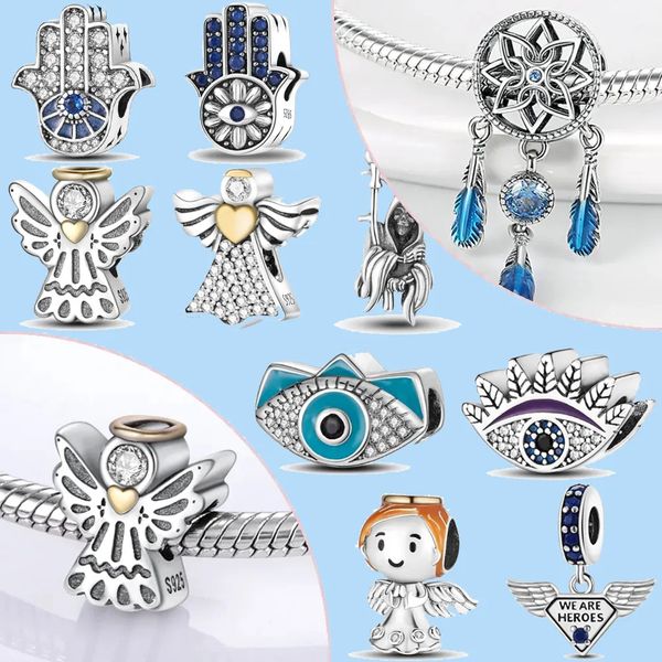 925 sterling silver charms for pandora jewelry beads dangle angel wings feather devils eye bead, Black
925 sterling silver charms for pandora jewelry beads dangle angel wings feather devils eye bead, Black
