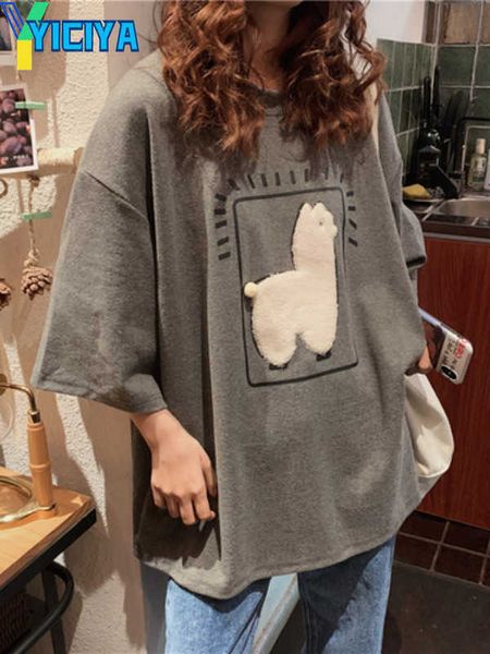 yiciya women's tshirt cartoon alpaca animal printed casual loose oversize korean style summer short sleeve women female tshirts, White
yiciya women's tshirt cartoon alpaca animal printed casual loose oversize korean style summer short sleeve women female tshirts, White