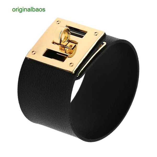 original hemrres designer bracelet trendy korean version wide leather couple cool feeling fashion simple and rotatable alloy clasp bracelet, Black
original hemrres designer bracelet trendy korean version wide leather couple cool feeling fashion simple and rotatable alloy clasp bracelet, Black