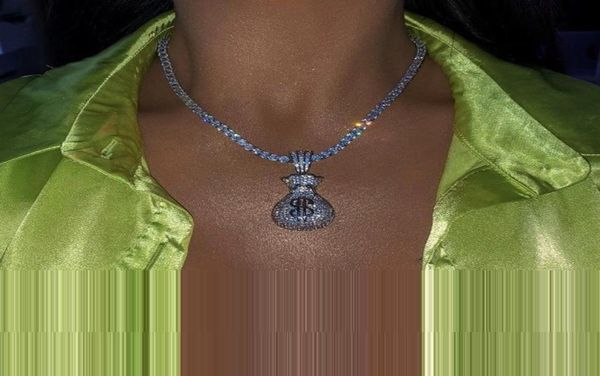 full micro paved cubic zirconia cz iced out dollar money bag pendant hip hop women necklace with tennis box chain4542434, Silver
full micro paved cubic zirconia cz iced out dollar money bag pendant hip hop women necklace with tennis box chain4542434, Silver