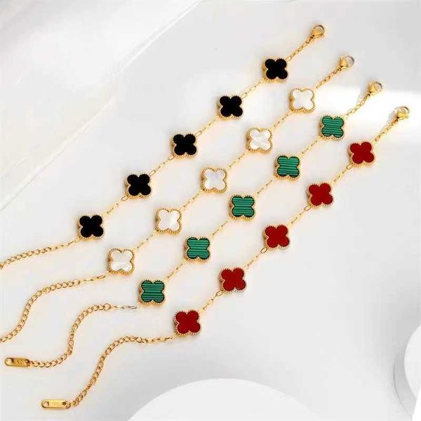 18k double sided four leaf grass fashion light luxury five flower lucky fritillaria bracelet, Golden;silver
18k double sided four leaf grass fashion light luxury five flower lucky fritillaria bracelet, Golden;silver
