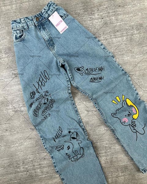 women's pants s cute cartoon print high waist wide leg jeans girl korean style 2023 summer everything with loose straight pants female, Black;white
women's pants s cute cartoon print high waist wide leg jeans girl korean style 2023 summer everything with loose straight pants female, Black;white