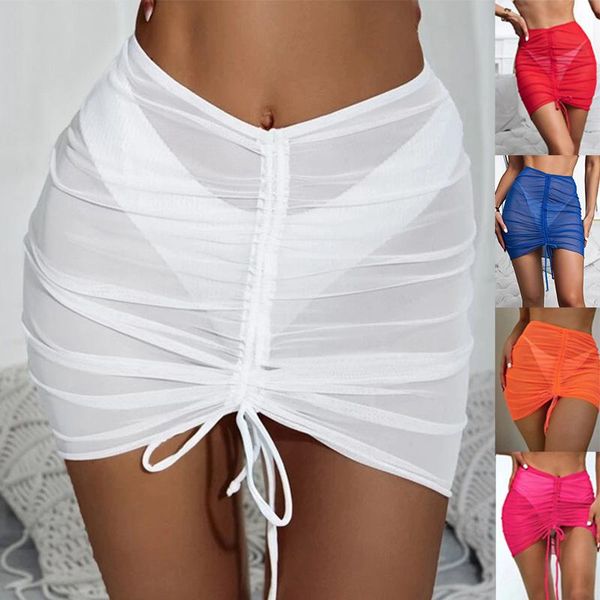 swimwear new 2022 mesh skirts swimwear wrap bikini beach skirt cover up perspective drawstring solid lightweight fashion short skirt, White;black
swimwear new 2022 mesh skirts swimwear wrap bikini beach skirt cover up perspective drawstring solid lightweight fashion short skirt, White;black
