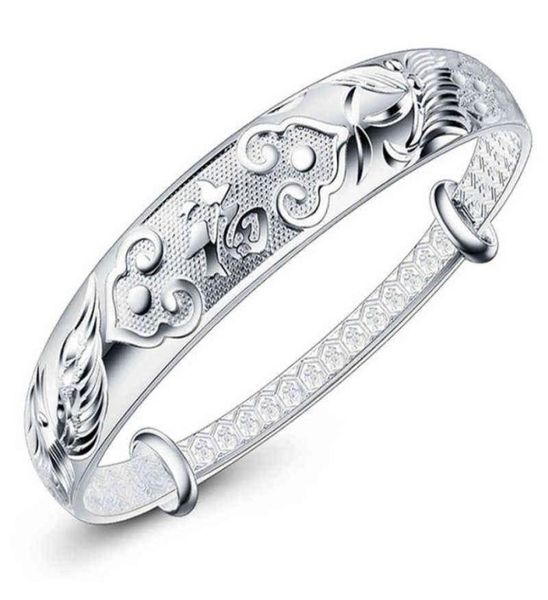 925 silver lucky blessing round bracelet bangles for women jewelry 2019 new3913864, Black
925 silver lucky blessing round bracelet bangles for women jewelry 2019 new3913864, Black