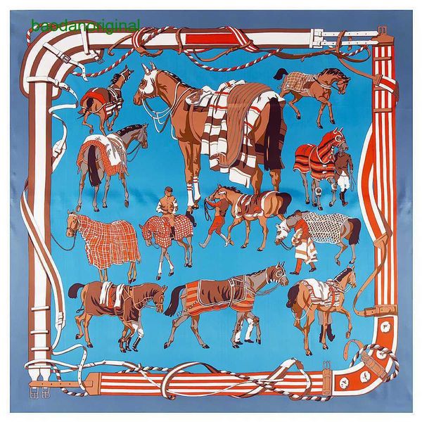 hemres designer scarves maitong autumn 130cm new royal palace chain simulation silk twill large square scarf e2cq, Blue;gray