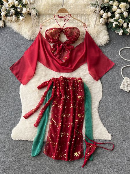 two piece dress singreiny matching set summer women embroidery backless camisole loose cardigan elastic waist skirt t shaped pants y2k suit, White
two piece dress singreiny matching set summer women embroidery backless camisole loose cardigan elastic waist skirt t shaped pants y2k suit, White