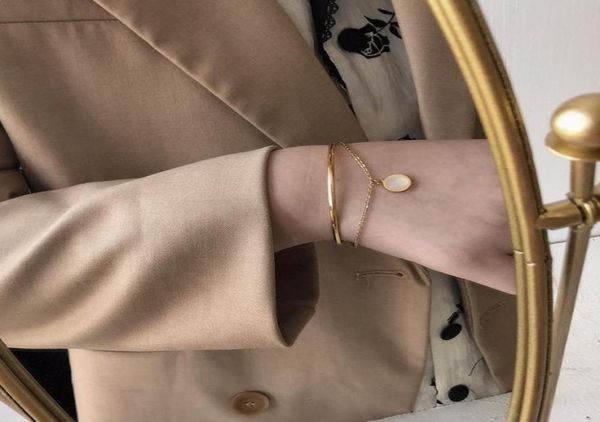 bangle trendy fashion white pearl shell round brand small doublelayer bracelet adjustable titanium steel with 18k gold9197300, Black
bangle trendy fashion white pearl shell round brand small doublelayer bracelet adjustable titanium steel with 18k gold9197300, Black
