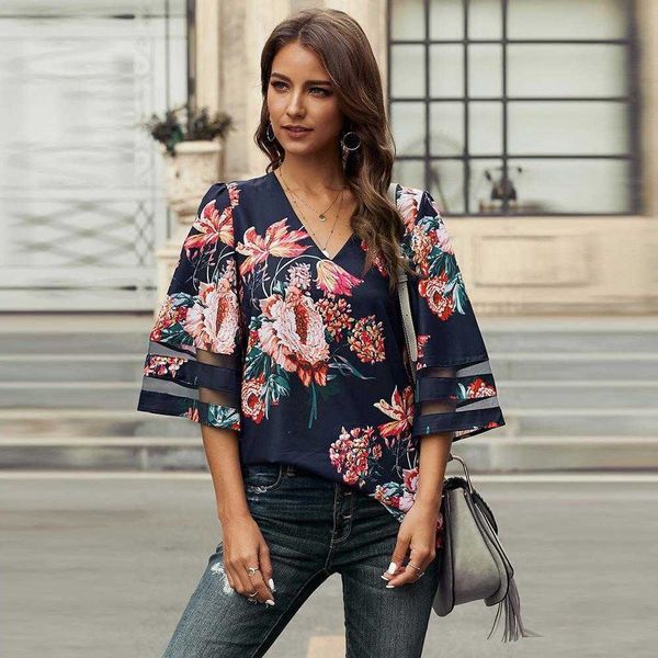 womens vintage printed chiffon shirt v neck flared sleeve loose pullover top, White
womens vintage printed chiffon shirt v neck flared sleeve loose pullover top, White