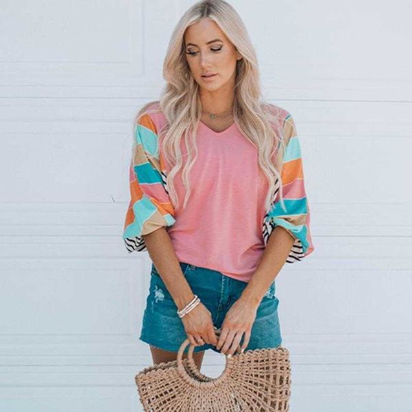 womens summer v neck shirts pullover contrast stitching short sleeves t shirt, White
womens summer v neck shirts pullover contrast stitching short sleeves t shirt, White