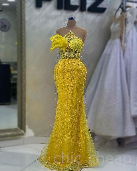Aso Ebi 2023 Arabic Yellow Mermaid Prom Dress Pearls Crystals Feather Evening Formal Party Second Reception Birthday Engagement Gowns Dresses Robe de Soiree SH031, Champagne
Aso Ebi 2023 Arabic Yellow Mermaid Prom Dress Pearls Crystals Feather Evening Formal Party Second Reception Birthday Engagement Gowns Dresses Robe de Soiree SH031, Champagne