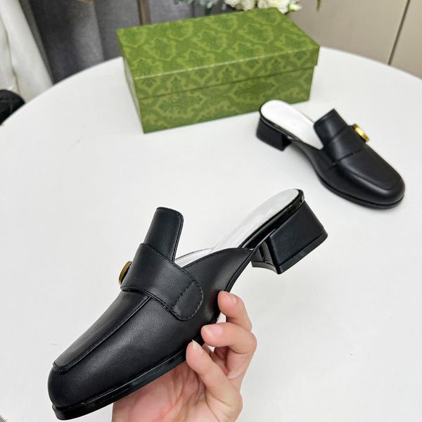 designer womens slippers small low heel 3.5cm half slippers solid color cowhide hardware metal buckle sandals loafers slides mule casual sho, Black
designer womens slippers small low heel 3.5cm half slippers solid color cowhide hardware metal buckle sandals loafers slides mule casual sho, Black