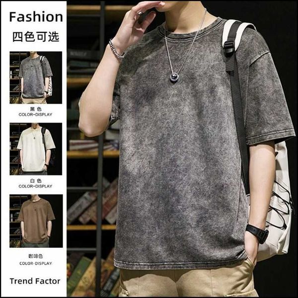 round old men's neck t-shirt washable 260g trendy and loose fitting fashion label american quarter sleeve trend ubzl, White;black
round old men's neck t-shirt washable 260g trendy and loose fitting fashion label american quarter sleeve trend ubzl, White;black