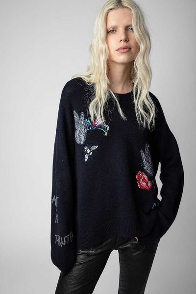 zadig voltaire 23ss women designer sweater fashion new little popular flower letter embroidery flower 100% cashmere knitwear sweater, White;black
zadig voltaire 23ss women designer sweater fashion new little popular flower letter embroidery flower 100% cashmere knitwear sweater, White;black
