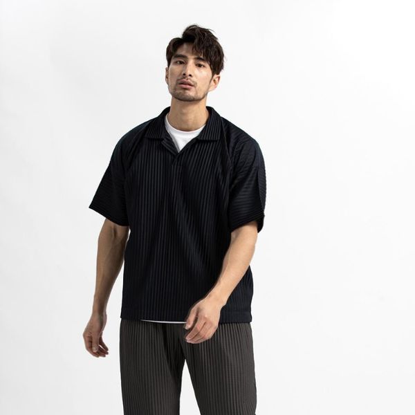 men's polos yudx miyake pleated polo shirt 2023 summer shortsleeved lapel breathable loose casual solid color inch 230512, White;black
men's polos yudx miyake pleated polo shirt 2023 summer shortsleeved lapel breathable loose casual solid color inch 230512, White;black