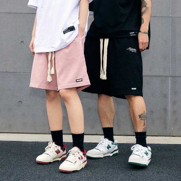 men's shorts vegorrs tide brand solid color woven drawstring straight leg capri pants loose sports corduroy embroidered for men and wom, White;black
men's shorts vegorrs tide brand solid color woven drawstring straight leg capri pants loose sports corduroy embroidered for men and wom, White;black