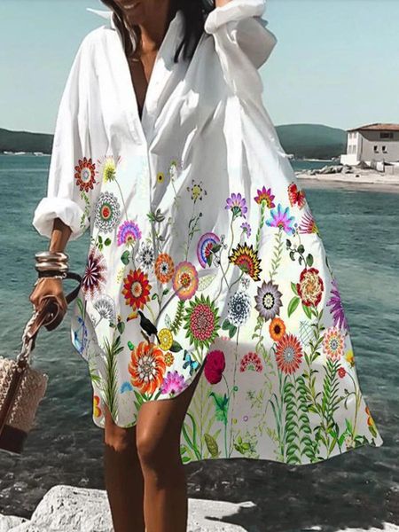 swimwear summer new style beach independent fashion casual loose collar medium long shirt women's dress, White;black
swimwear summer new style beach independent fashion casual loose collar medium long shirt women's dress, White;black