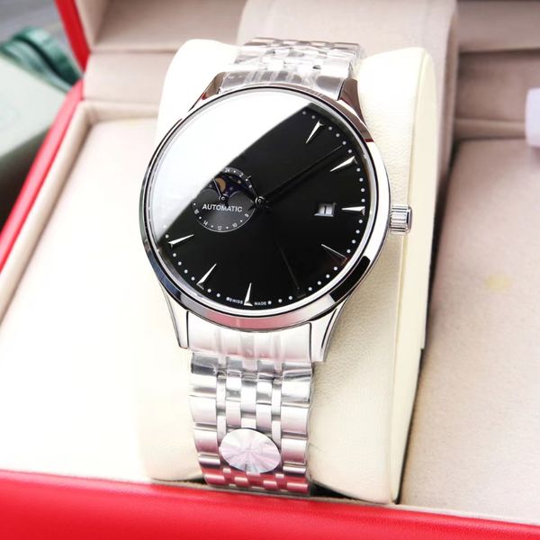 men's watch moon phase dial imported from japan with automatic movement, sapphire mirror face, swimming, waterproof, 120 meter business, Slivery;brown
men's watch moon phase dial imported from japan with automatic movement, sapphire mirror face, swimming, waterproof, 120 meter business, Slivery;brown